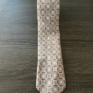 DANIEL CREMIEUX MENS NECKTIE  GEOMETRIC GOLDEN-BEIGE Made In Italy